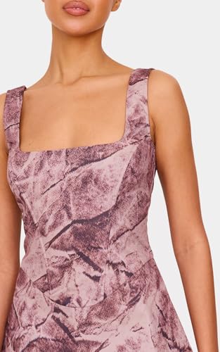 Image of Women's Floral Jacquard Dresses Adjustable Strap Sundress A-Line Tank Mini Dress