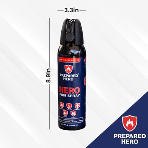 Prepared Hero Fire Spray - Mini Fire Extinguishers For House, Car, Garage - Kitchen Small Fire Extinguisher For Home, Made In Usa, 100% Organic - Compact, Portable & Easy To Use, Non-Toxic - Pack Of 2 #TOP5