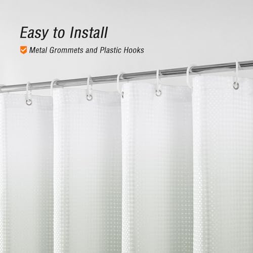 Rideau de douche en tissu lavable anti-moisissure avec crochets inclus