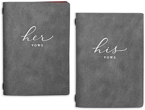 Leatherette Wedding His Hers Vow Books - Modern Vows Vegan Leather Perfect Gifts Wedding Day Her Officiant Book - Bride Groom Notebook Small Vow Renewal Booklet 5.5" x 3.9" (40 Pages, Vow Starter Card Included)
