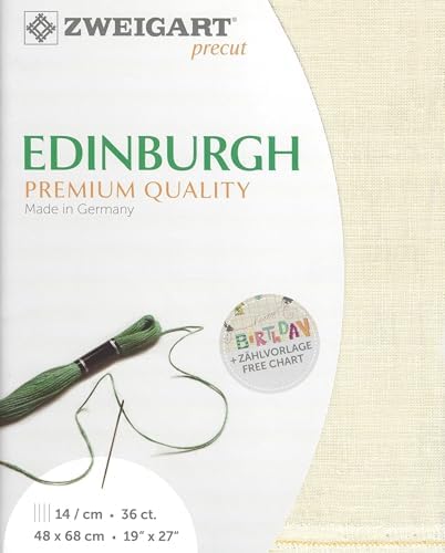 Wizardi Edinburgh 36 Count Cream. Needlework Canvas, Cross-Stitch Fabric, Embroidery Cloth, Needlepoint Canvas. 3217/222 Precut Zweigart