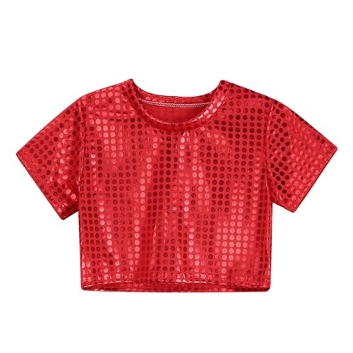 Disfraces de carnaval para niños, niñas, jóvenes, informales, lentejuelas, disfraz de fiesta, carnaval, vestido de manga corta, rojo, 8-9 años