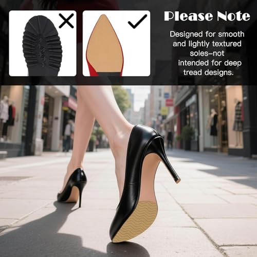 Image of 6 Pcs Shoe Sole Protector - Self-Adhesive Anti-Slip Grips for High Heels & Boots & Dress Shoes, Non-Slip Shoe Bottom Pads for Women (6 x 4 Inches, Clear + Black & Yellow)