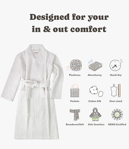 Image of Luxury Organic Japanese Cotton Hotel & Spa Waffle Bathrobe for Men and Women (Hooded /Kimono)