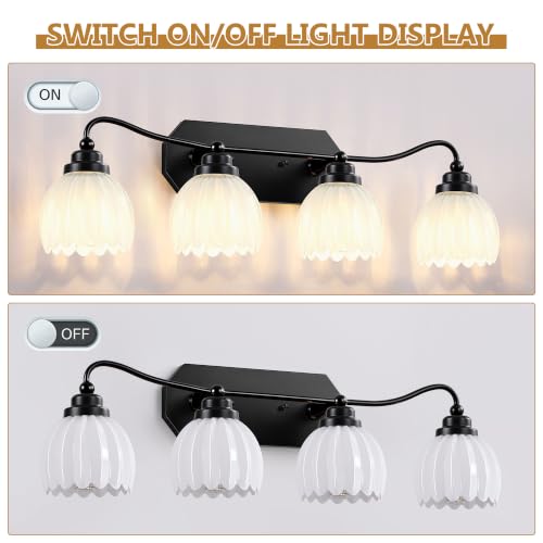 Image of Vintage 4 Light Vanity Lights,Black Matte Antique Finish