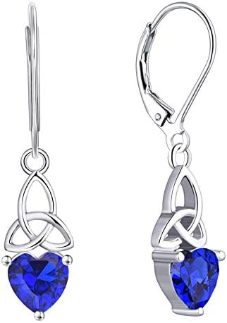 JO WISDOM Women Earrings,925 Sterling Silver Triquetra Celtic Trinity Knot Drop & Dangle Earrings with Heart Cut 3A Cubic Zirconia