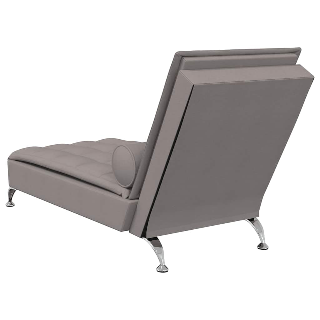 Masażer z funkcją wibracji i wałkiem pod kark z wytrzymałego materiału taupe, w zestawie kabel USB i wyściółka dla komfortowego relaksu