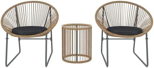 Outsunny Conjunto de Jardín Exterior de 3 Piezas Juego de 2 Silla...