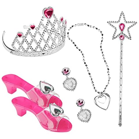 woyufen Costume Princess Shoes,Princess Dress Up Shoes Set Little Girls Role Play | Princess Pretend Play Girl Toys with Shoes Crown Wand Necklace Earrings Cover