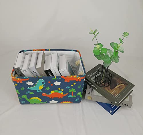 Duyiy Rectangle Size Canvas Storage Basket With Handle Large Organizer Bins For Dirty Laundry Hamper Baby Toys Nursery Kids Clothes Gift Basket(Dinosaur) #TOP4