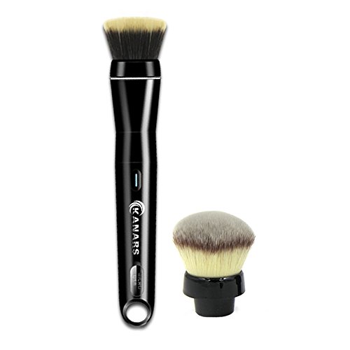 Rotating Makeup Brush, KANARS Electric Rechargeable Makeup Brushes with Synthetic Foundation and Blush Makeup Brush Head set, Black