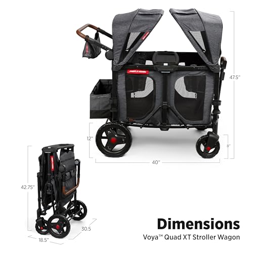Image of Radio Flyer Voya XT Quad Stroller Wagon, for Ages 6+ Months, Push or Pull