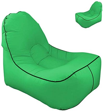 hybag Inflatable Couch Beach Lounge Chair Sofa Air Mattress, Easy Inflated Lazy Sofa Air Bag Hammock for Summer Holiday, Outdoor Picnic, Camping, Traveling, Hiking (Green)