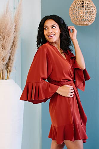 Personalized Women's Bridal Bridesmaid Ruffle Robe Customize Monogram Name For Wedding Party, Bachelorette And Gifts (One Size, Maple) #TOP1