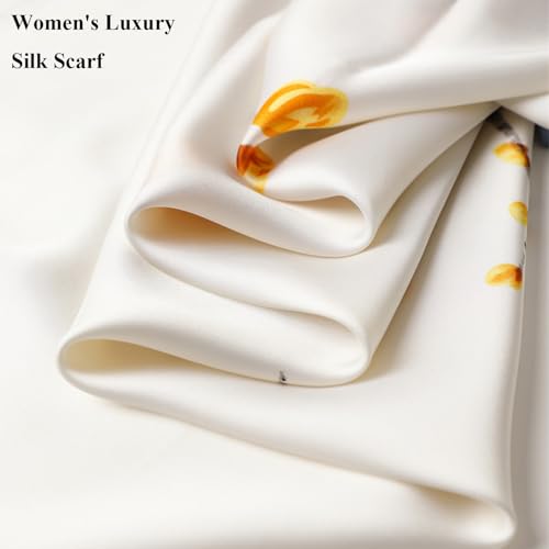 DiaryYomi Large Silky Shawls and Wraps for Women, White Satin Scarf Soft Neck Scarves and Hijab Spring Fashion Scarf Evening Beach Dresses Daily Outfits (Style 08) — view 6