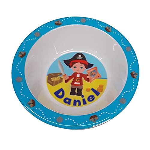 Childrens' Melamine Bowl - Pirate Design - 47 Boys' Names Available (Daniel)