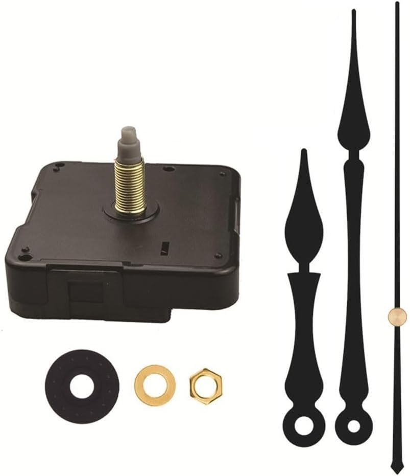 Precision Quartz Clock Movement Set Includes Silent Mechanism and Decorative Serpentine Hands for Custom Clocks (black second)