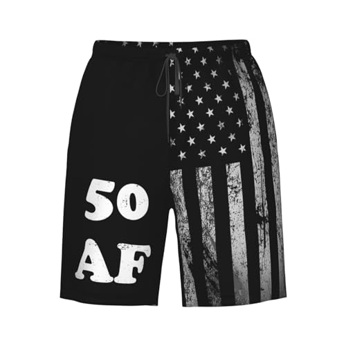 50 Af 50th Birthday-Swimming Trunks with Liner, Quick Dry Beach Shorts Funny Mens Swimwear - L Black2