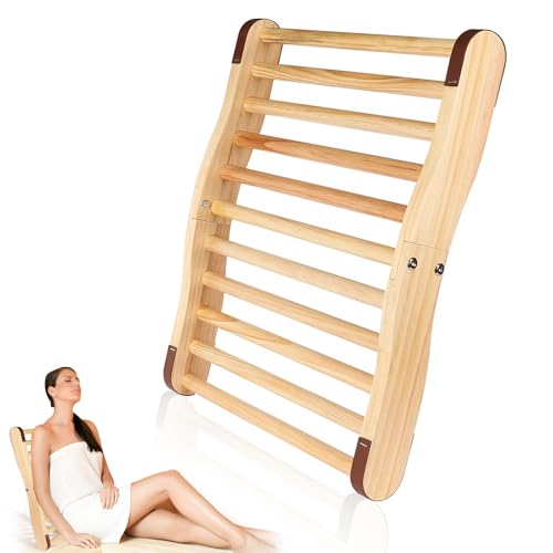 YUSENOVA Sauna Backrest Infrared Sauna Accessories Wooden Sauna Back Support with Anti-Slip Rubber...