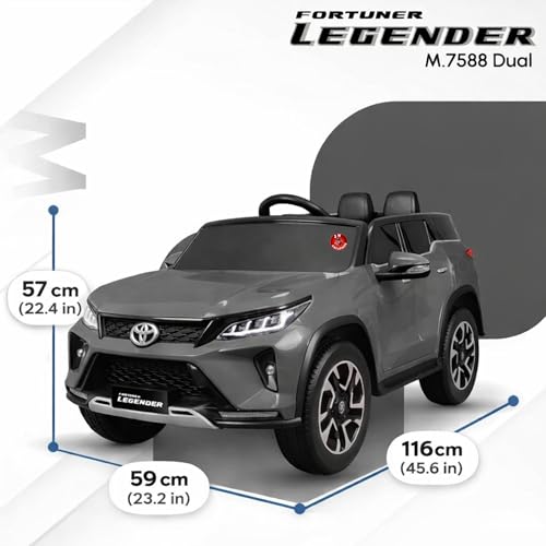 Image of 12V Fortuner Legender Kids Ride On M-7588 Car | 6V Dual Motor | Remote Control | LED Lights | Music & Bluetooth (Grey)