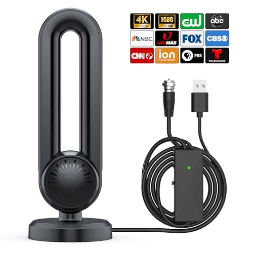 TV Antenna-Smart TV Antenna 600+ Miles Range Reception, 18ft Coax Signal Booster, HD TVs Antenna for Local Channels & Support 4K 1080P Suitable for All Smart TVs and All Older TV's