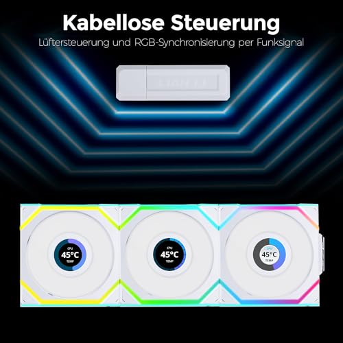 Lian Li Uni Fan SL Wireless LCD Lüfter, ARGB, PWM, 120 mm, 3er-Pack