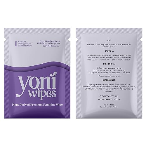 Yoni Wipes - 30 Count Biodegradable & Flushable Feminine Wipes, pH-Balanced, Aloe Vera & Vitamin E, Individually Wrapped for Travel and On-the-Go Use - Image 8