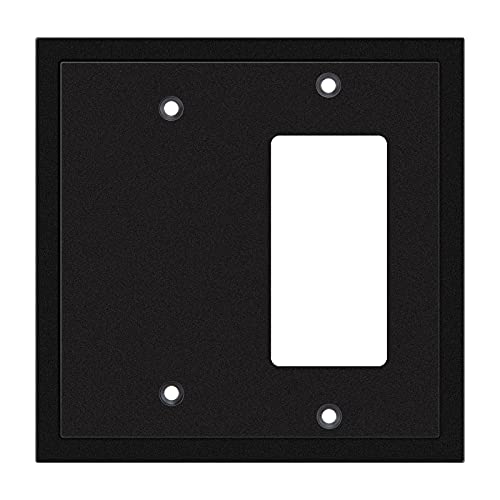 Henne Bery Modern Edge Decorative Wall Plate Switch Plate Outlet Cover, Durable Solid Zinc Alloy (Blank/Decorator, Matte Black)