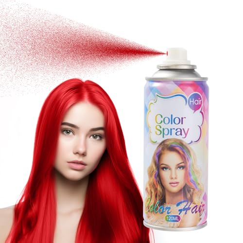 Temporary Hair Color Spray, Red Hair Dye, Hair Color For Women, Temporary Hair Dye, Washable, Easy To Colour, Mild Formula, Suitable For Various Hair Types, Works On All Hair Colors 120ml