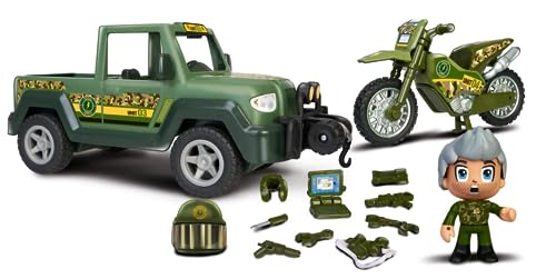 PINYPON ACTION - Pack 2 Vehículos de Las Fuerzas Especiales, Set de Moto y Pickup, Incluye 1 Figura y Accesorios de Las Fuerzas Especiales, para niños y niñas Desde 4 años, Famosa (PNC45000)