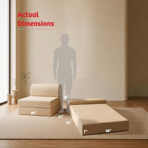 Image of Kurlon Sofa Cum Bed | Single Seater 75x30x7 Inch - Folds into a Single Bed | 2-in-1 Sofa & Bed | Foldable Sofa Bed | High Resilience Foam Medium Firm | Washable Zip Cover | 3 Years Warranty