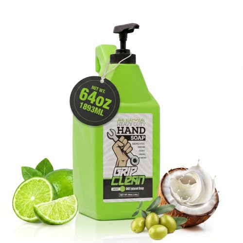 Grip Clean Heavy Duty Hand Cleaner For Mechanics, Natural Pumice, 64 Oz