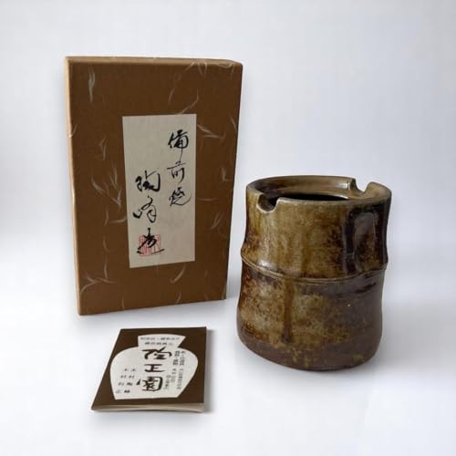 未使用’75年◆備前焼窯元『陶峰造』(木村陶峰) 楕円 中浅 切足 内縁 盆栽鉢 未使用'75年◇備前焼窯元『陶峰造』(木村陶峰) 楕円 中浅