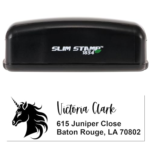 Radiantglow Unicorn Slim Pre-Inked Address Stamp - Clear Impressions