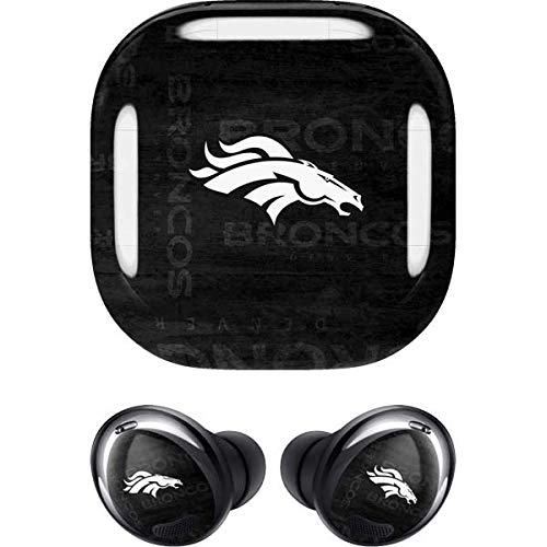 Skinit Decal Audio Skin Compatible with Samsung Galaxy Buds Pro - Officially Licensed NFL Denver Broncos Black & White Design