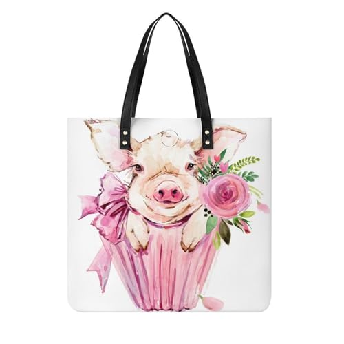 Tote bag imprimé Gâteau et Cochon 39x39 cm lavable et résistant