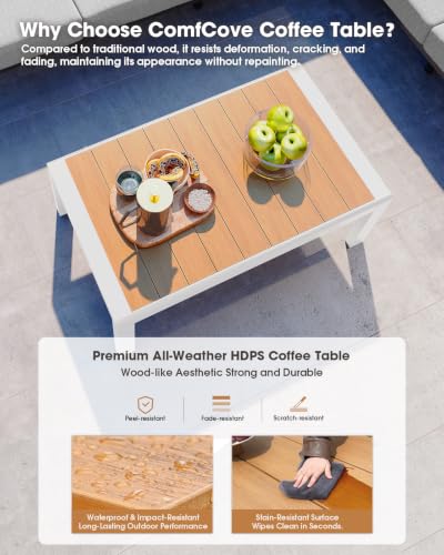 Image of Aluminum Outdoor Patio Furniture Set, 8 Seats Patio Conversation Sets, Oversized Outdoor Sectional with Washable Thick Cushions & Coffee Table for Backyard, Garden and Poolside, White