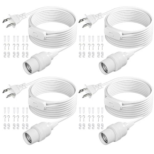 DiCUNO Pendant Light Cord, for Hanging Paper Lantern, 20 Ft, White, 4-Pack