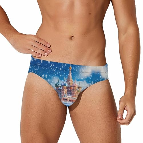 Saint-Basils Cathedral Men's Swimming Trunks Briefs Beach Swimwear Low Rise Bikini Swimsuit Print Bathing Suit