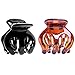 RC ROCHE ORNAMENT 2 Pcs Womens Hair Pumpkin Interlocking Teeth Slip Secure Grip Strong Solid Ladies Beauty Accessory Classic Clamp Jaw Claw Clip, Medium Black and Brown