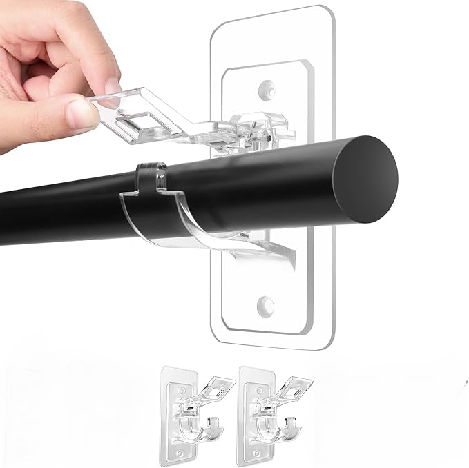Amazon｜カーテンロッドブラケット ポールホルダー クリア のれん掛け
