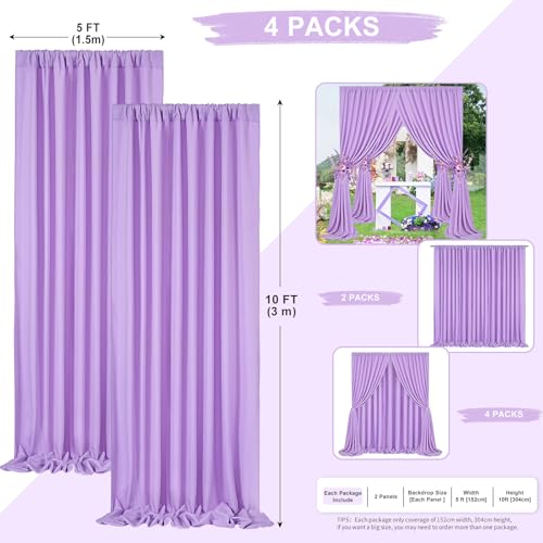 Lavender Backdrop Curtains Photo Backdrop Drapes: 2 Panels 5ft x 10ft Polyester Fabric - Baby Shower Mermaid Photography Background Decorations by SoarDream - Image 3