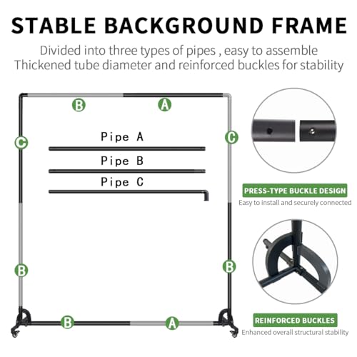 FEIFANTEAM Movable White Backdrop Stand with Pulley, Suitable for Studio Photography, Stage Background Layout, Portrait and Product Photography, Live Streaming, Cutout (7 * 6.5FT) by FEIFANTEAM - Used condition - Image 4