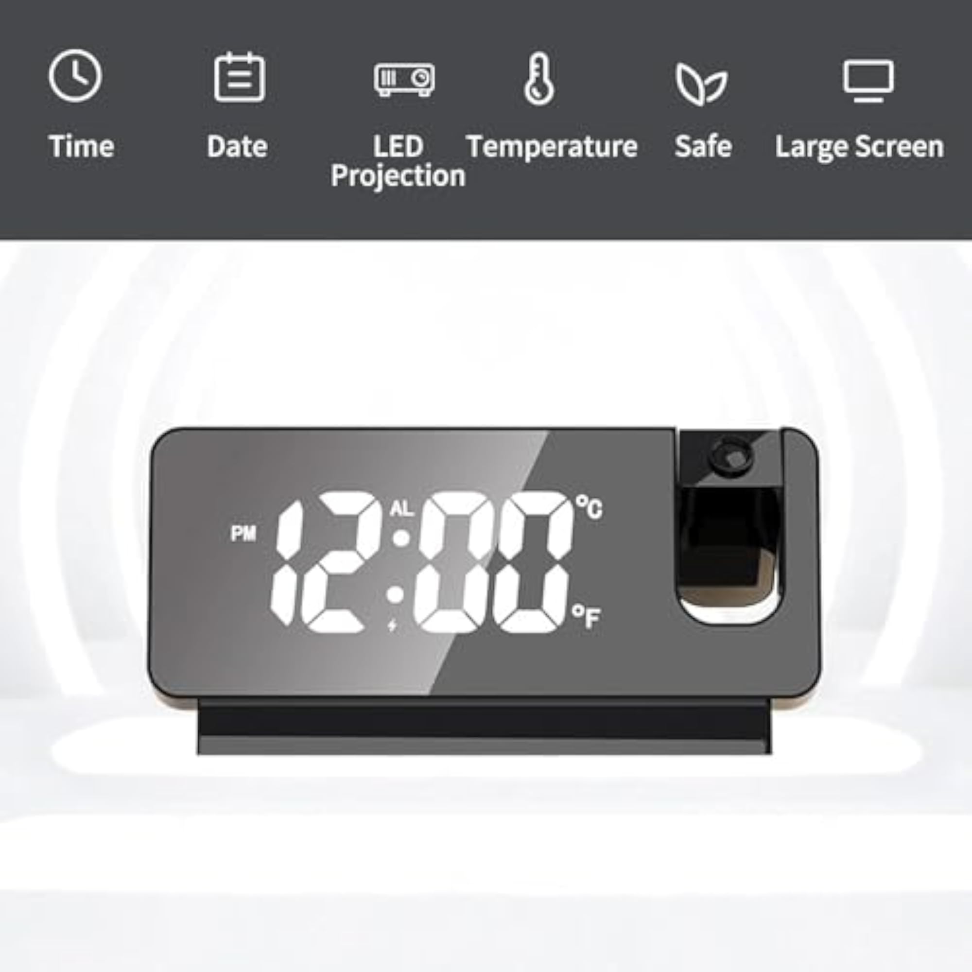 Projector LED Display Digital Projection Mute Mirror Clock