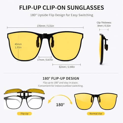Image of Clip on Anti Blue Light Filter Glasses UV Blocking Anti Eye Strain Unisex (Night Driving Yellow B)