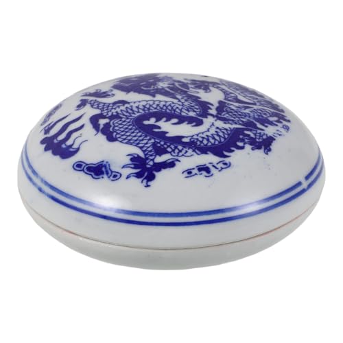 Homoyoyo de Caligrafía Cerámica con Diseño de Dragón Caja de Porcelana para Sellos y para Principiantes y Oficina