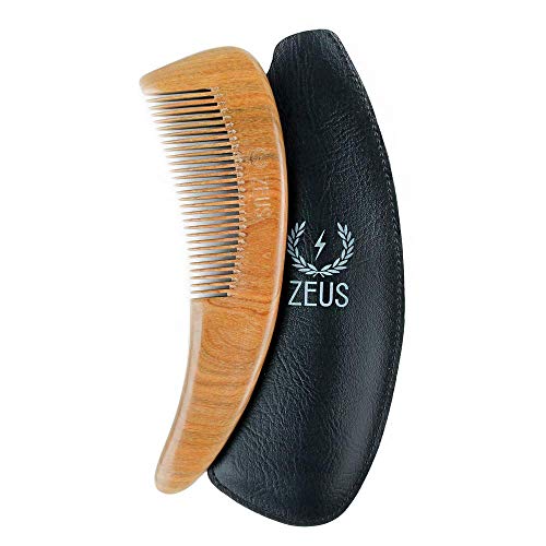 Zeus Sandalwood Boomerang Comb With Sheath, Large Curved Wooden Beard & Hair Comb – M31 #TOP13