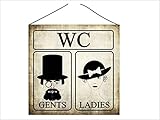  Creativ Deluxe Türschild-hochglänzend und Kratzfest glänzend Toilette WC PIPI Vintage Schild Dekoschild Wandschild Nostalgie Holzschild Geschenk WC Herren/Damen
