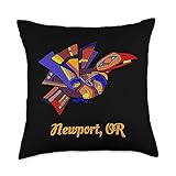 Proud Oregonian Bird Lovers Native American Newport OR Bird Watching Indigenous Throw Pillow, 18x18, Multicolor