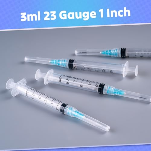 Image of 3ml Syringes with 23 Gauge 1 Inch Needles Luer Lock Disposable, 20 Pack | Disposable Lab Supplies for Measuring Refilling Dispensing Liquids, Oil, Inks, Watering, Plant, Pet Feeding, Glue Applicator